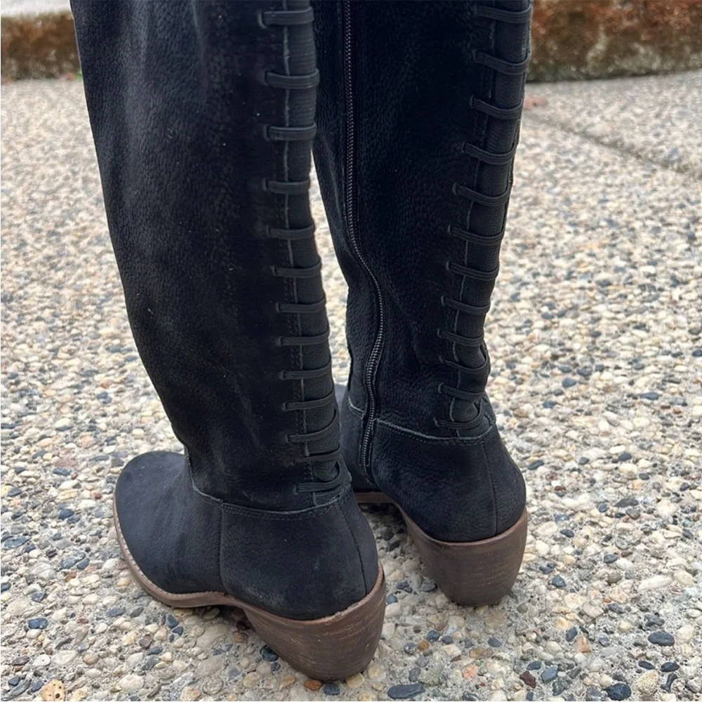 Lucky Brand Black Suede Knee-High Women's Boots